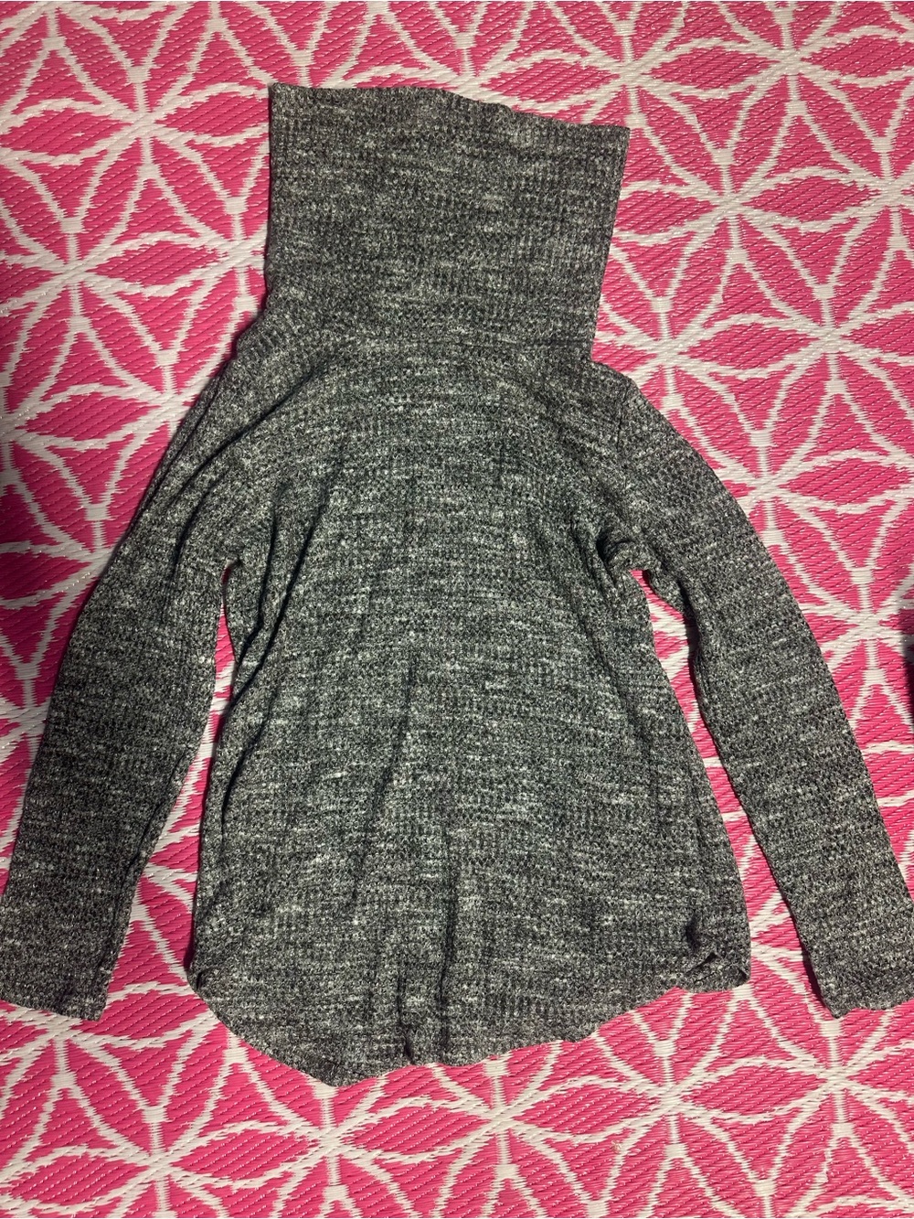 Black Tie Womens Gray Marled Cowl Neck Long Sleeve Thermal Knit Pullover Top S